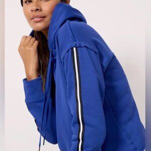 Evereve Kerry Tape Stripe Trim Hoodie Cobalt Blue Size M